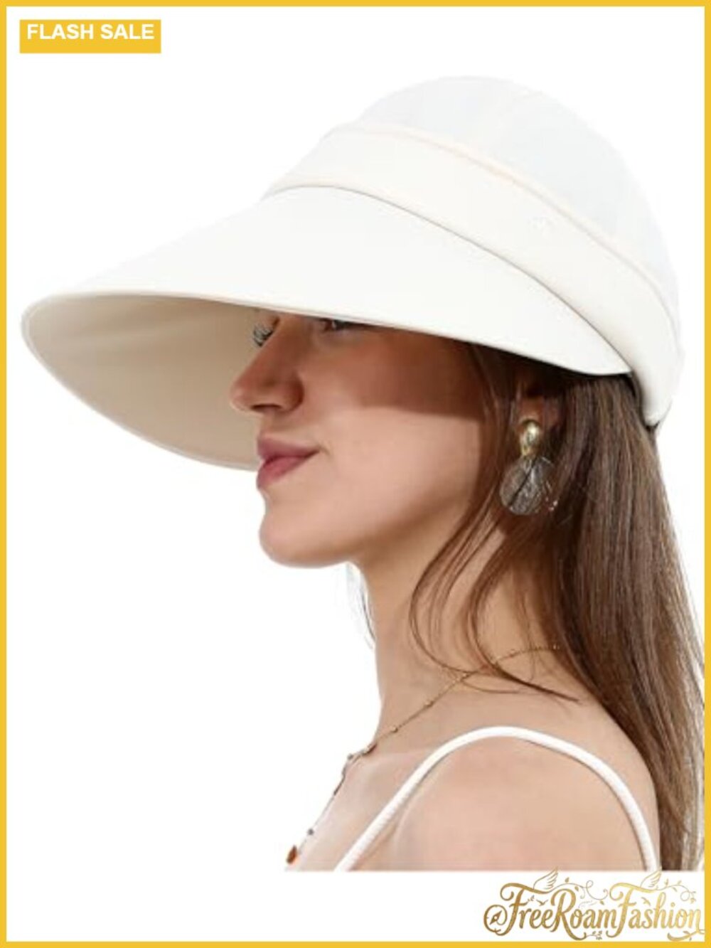 Wide Brim Sun Visor UPF 50+ Detachable Ponytail Hole Beach Hat